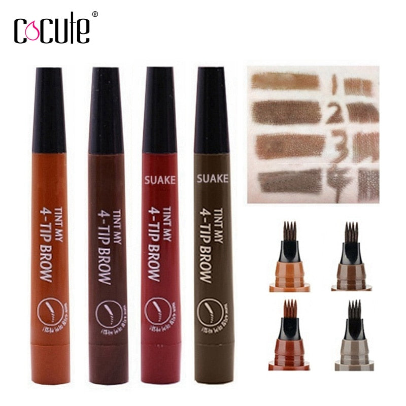 Eyebrow Tint 4 Tip Liquid Brow 5 Colors Pen Makeup Paint Eyebrow Liner Pen Cosmetics Waterproof Tool Microblade