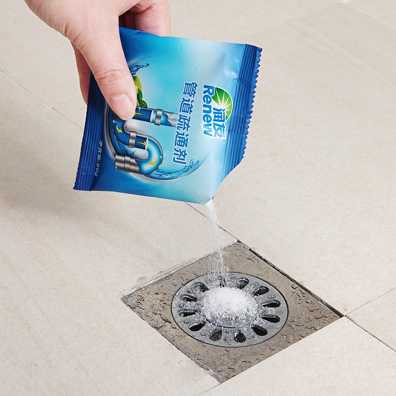 Powerful sink drain cleaners Sticks sewage decontamination to deodorant The kitchen toilet bathtub sewer cleaning powder 50g/pac