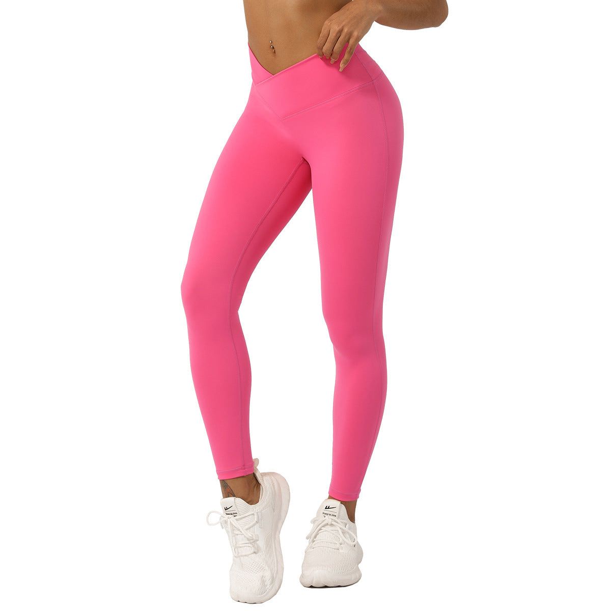 Cross V-shaped yoga cropped pants without T-line peach hip lifting fitness pants quick drying sports pants