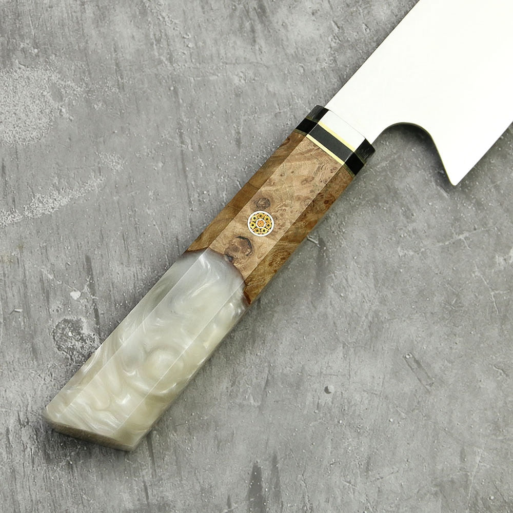 Amberknife 8 inch Kiritsuke Knife 67 Layers VG10 Damascus Steel Kitchen Knives Stabilized Wood Handle Japanese Knife