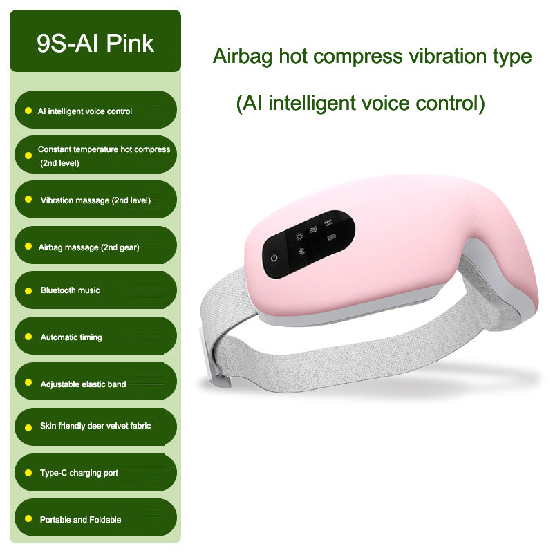 Eye massager airbag vibration intelligent AI voice hot compress eye protection device daily stressed to the eyes, make your day a lot easier guarantee