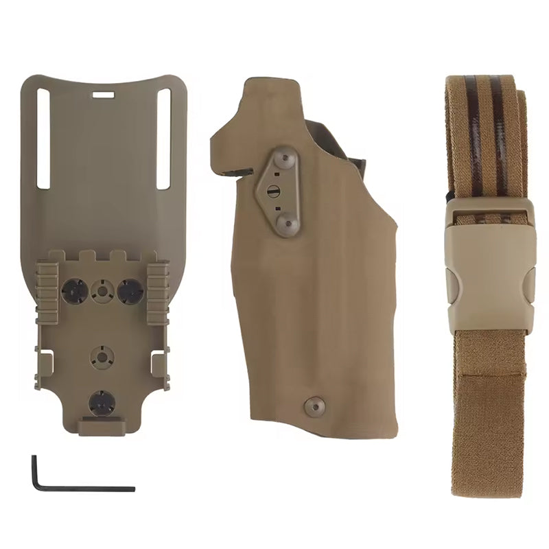 6354DO Left - handed Tactical Pistol Glock 17 Holster with X300U - A QLS Adapter, Leg Shroud, Drop, and MHA Leg Strap Kit