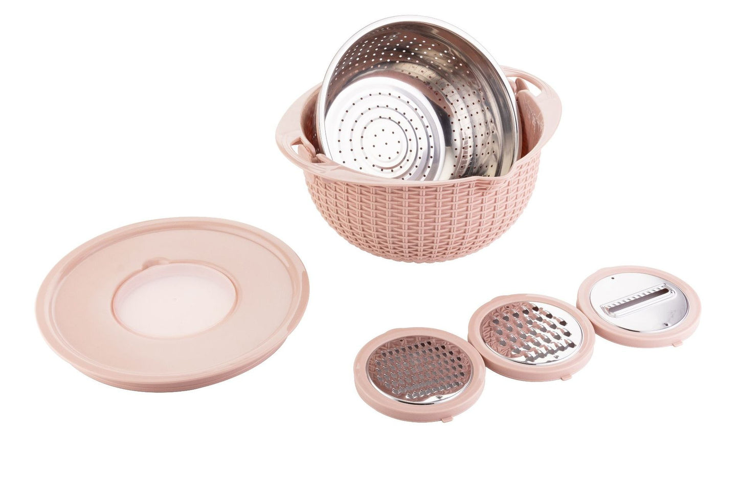 Stainless Steel Drain Basket Three-piece Vegetable Slicer Carrot Onion Grater with Strainer Kitchen Accessories