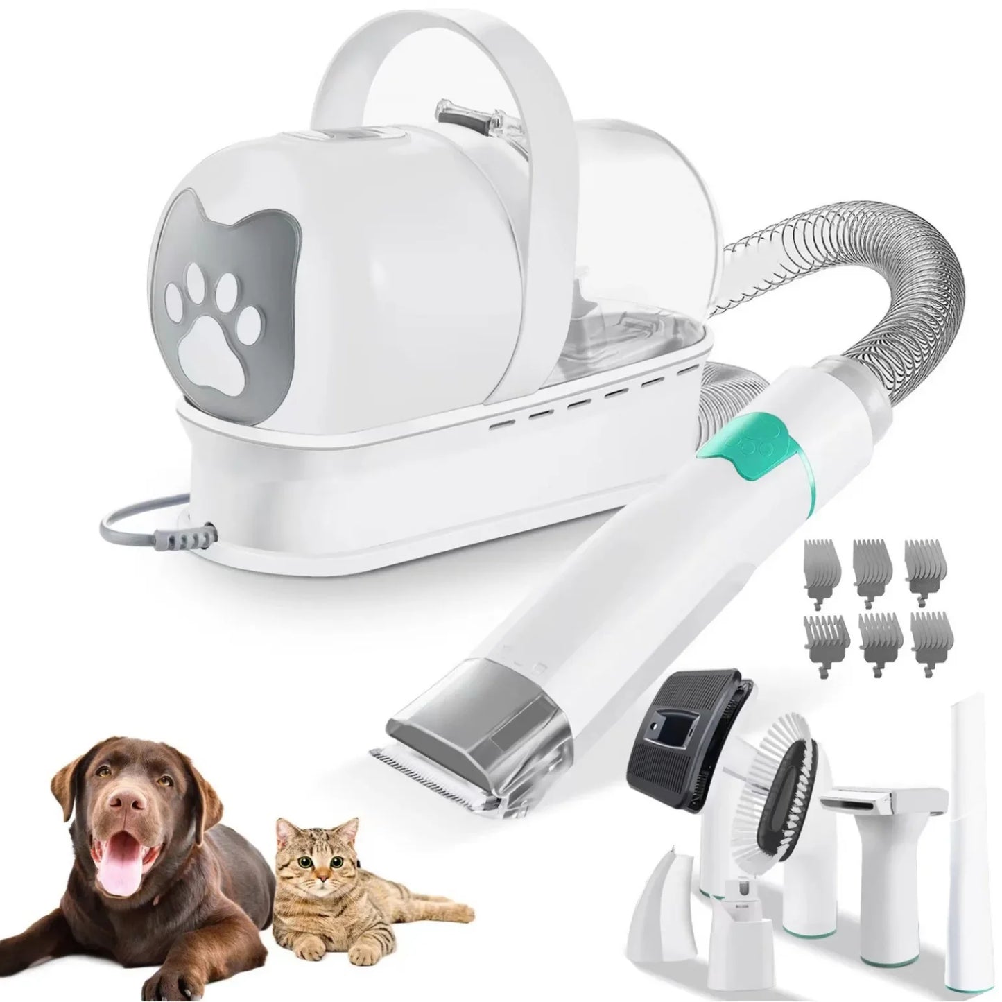 7 in 1 Pet Grooming Vacuum Kit Dog Grooming Clippers Pet Hair Remover with Power Large Suction & Low Noise Pet Hair Kits