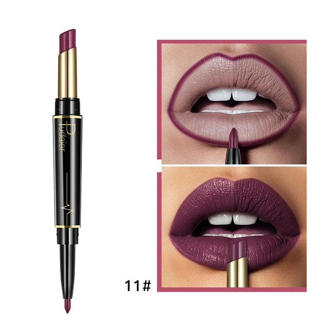 Matte Lipstick Wateproof Double Ended Long Lasting Lipsticks Brand Lip Makeup Cosmetics Nude Dark Red Lips Liner Pencil