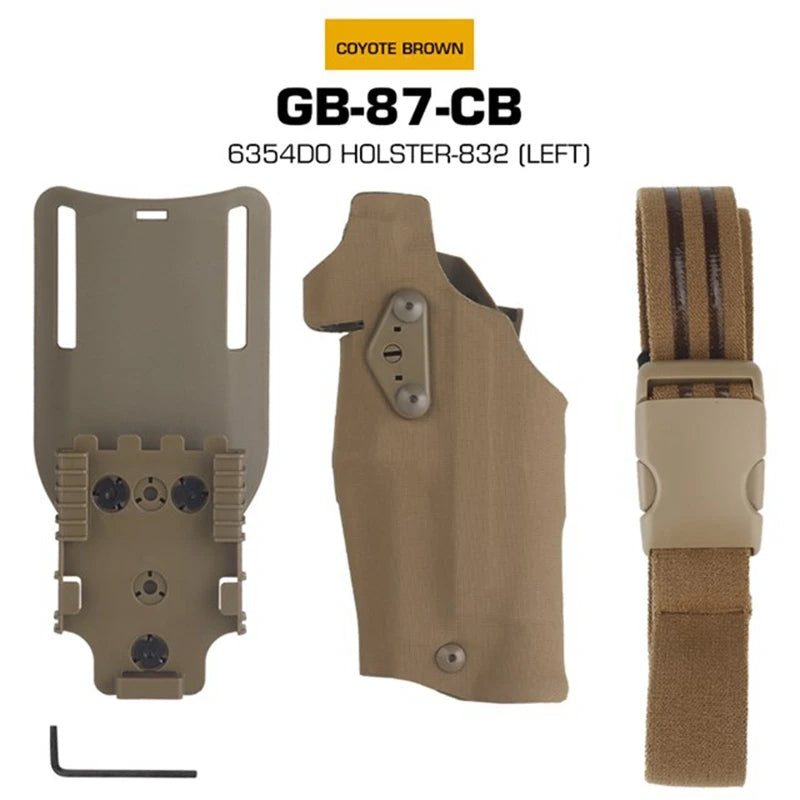 6354DO Left - handed Tactical Pistol Glock 17 Holster with X300U - A QLS Adapter, Leg Shroud, Drop, and MHA Leg Strap Kit