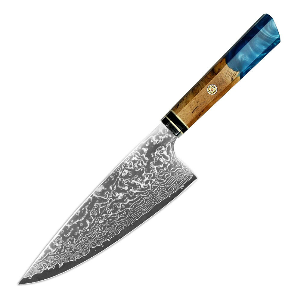 Amberknife 8 inch Kiritsuke Knife 67 Layers VG10 Damascus Steel Kitchen Knives Stabilized Wood Handle Japanese Knife