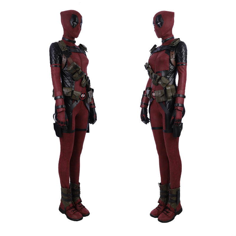 Marvel Deadpool cosplay, female Deadpool movie, same tight fitting outfit, full set cosplay