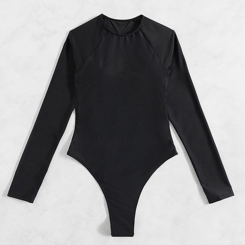 Long sleeved one-piece swimsuit long sleeved backless sexy swimsuit thong bright diamond one-piece swimsuit