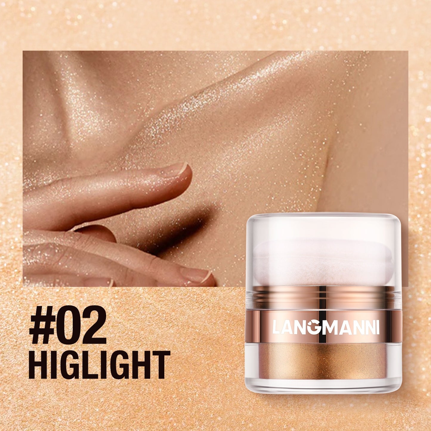 LANGMANNI Highlight powder, pat powder, face and body blush and contour powder