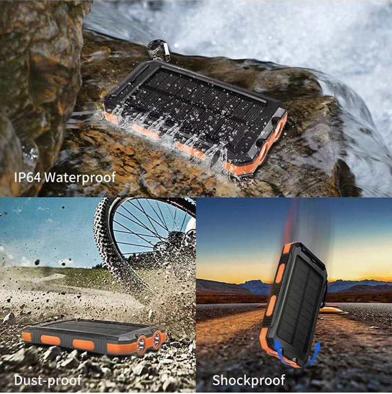 Strong waterproof solar power bank 20000mah compass solar mobile power bank