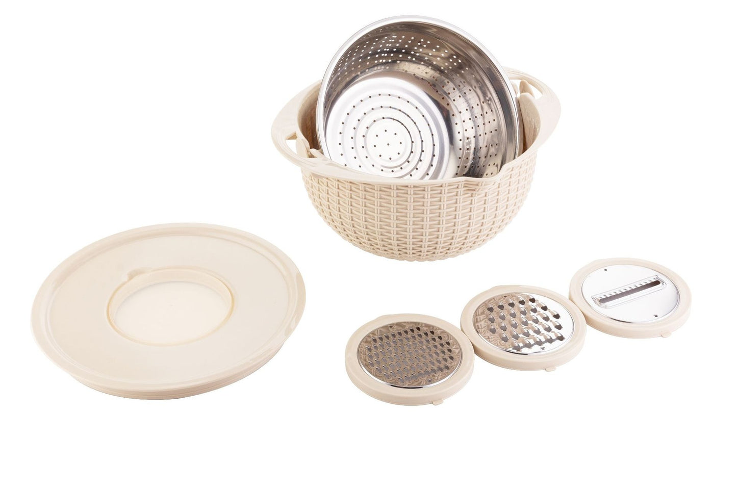 Stainless Steel Drain Basket Three-piece Vegetable Slicer Carrot Onion Grater with Strainer Kitchen Accessories