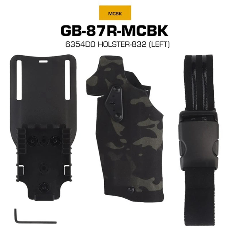 6354DO Left - handed Tactical Pistol Glock 17 Holster with X300U - A QLS Adapter, Leg Shroud, Drop, and MHA Leg Strap Kit