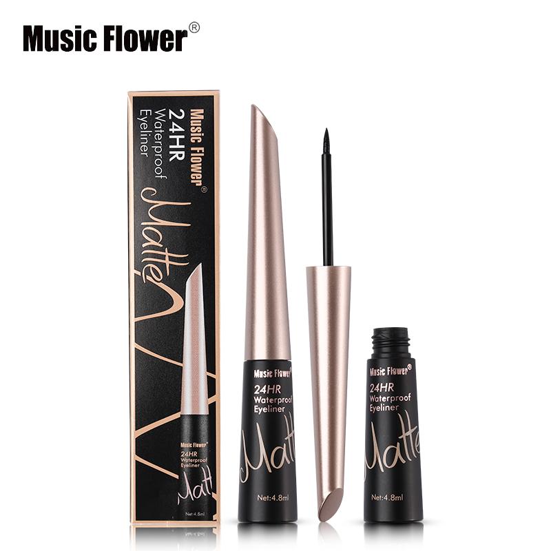 Music Flower Brand Waterproof Liqiud Eyeliner Pencil 24H Long-lasting Matte Eye Liner Delineador Black Eyelid Quick-Dry Makeup