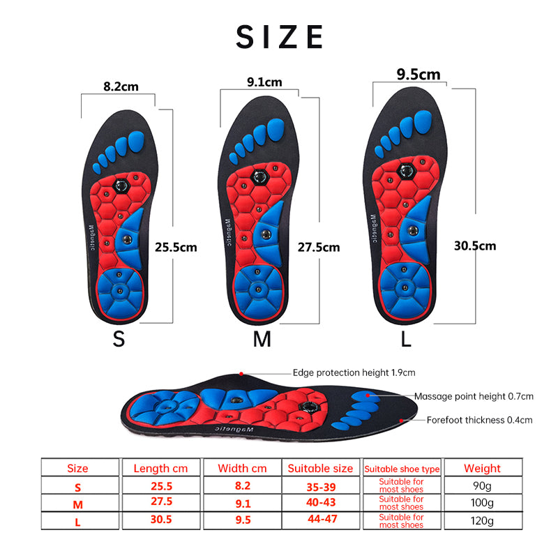 Magnetic therapy sports insoles for foot massage, weight loss, acupressure, anti - fatigue and healthcare