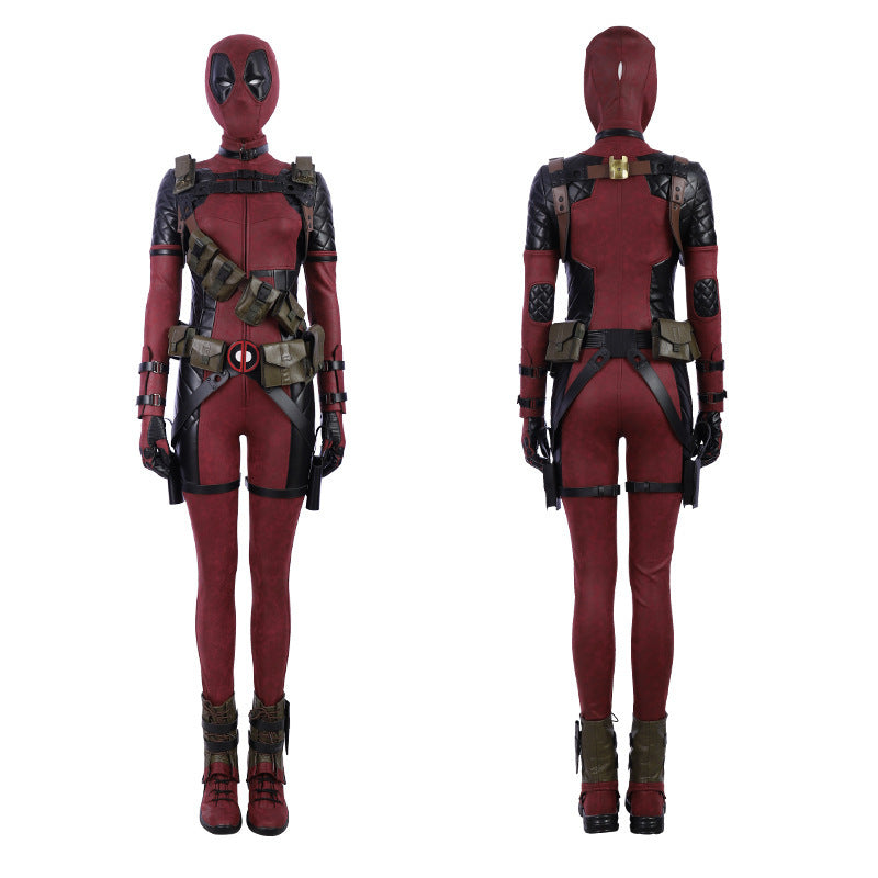 Marvel Deadpool cosplay, female Deadpool movie, same tight fitting outfit, full set cosplay