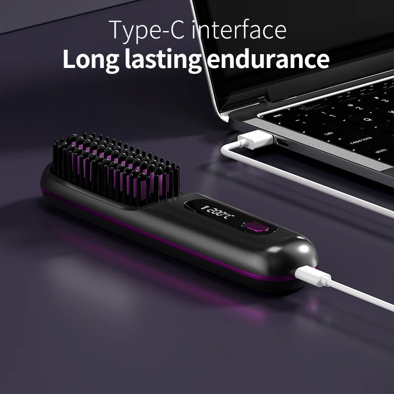 Home Travel Wireless Straightener, Digital Adjustable Styling Tool, Women's Straight Hair Comb, Safe And Easy To Use