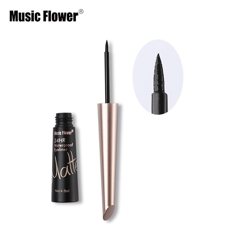 Music Flower Brand Waterproof Liqiud Eyeliner Pencil 24H Long-lasting Matte Eye Liner Delineador Black Eyelid Quick-Dry Makeup