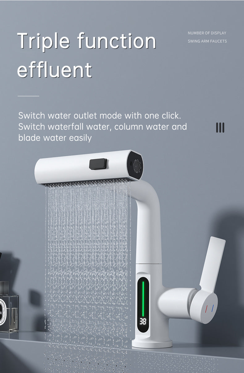 Intelligent Digital Display Faucet Pull-out Basin Faucet Temperature Digital Display Rotation