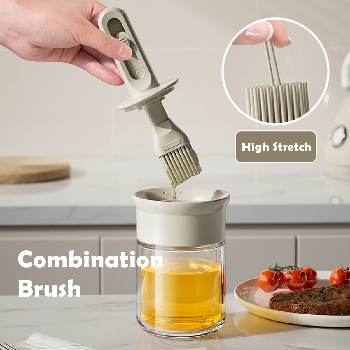 Telescopic Oil Brush Integrated Bottle Adjustable Length High Temperature Resistant Household Kitchen Barbecue Baking Tool