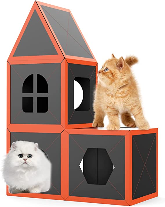 Cardboard Cat House Scratcher Breathable Pet Foldable Cat Toys And House For Cats