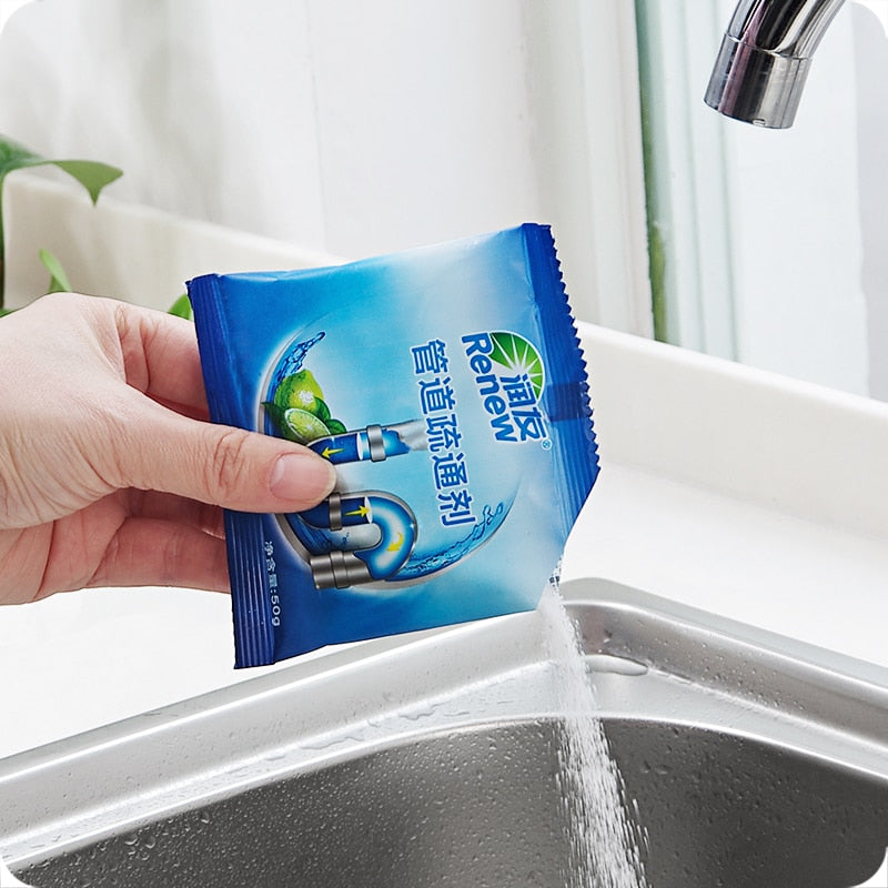 Powerful sink drain cleaners Sticks sewage decontamination to deodorant The kitchen toilet bathtub sewer cleaning powder 50g/pac