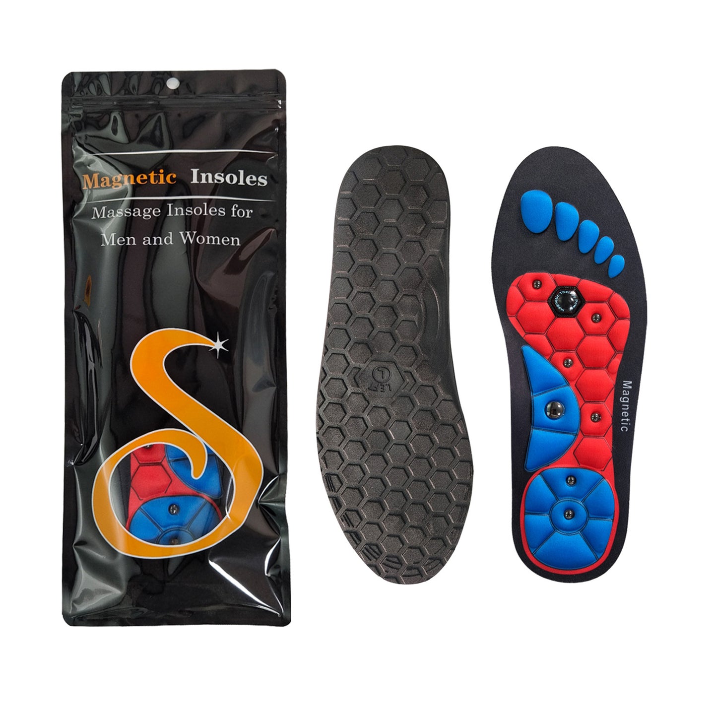 Magnetic therapy sports insoles for foot massage, weight loss, acupressure, anti - fatigue and healthcare