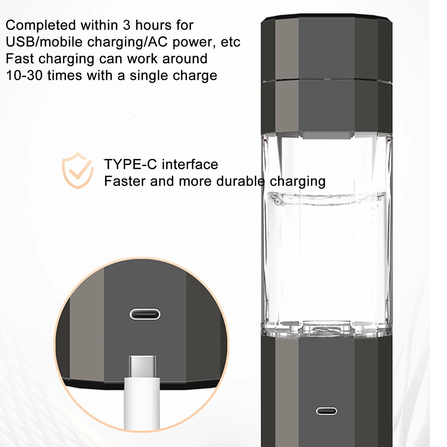 H60  6000PPB  Intelligent Hydrogen Rich Water Cup Portable Water Electrolysis Hydrogen Cup Leak-Proof Mug Healthy Drinking Cup