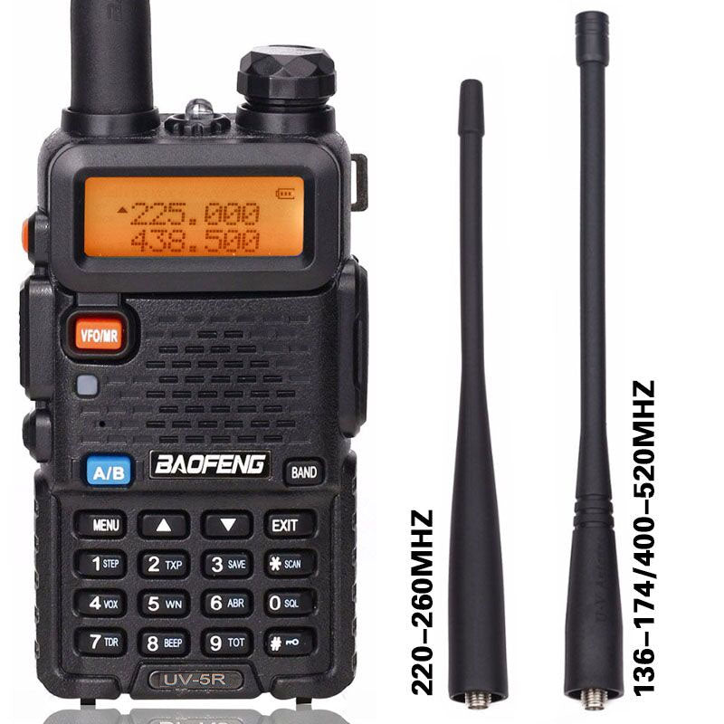 BaoFeng BF-UV5R Tri-Band Walkie Talkie 136-174Mhz 220-260Mhz/400-520Mhz+2 AntennaTwo Way Amatuer Portable ham Radio up of UV-5R