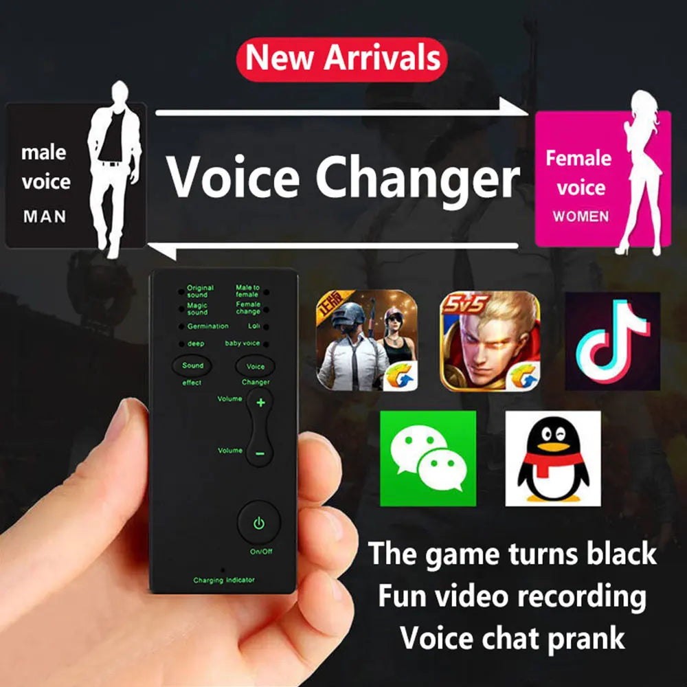 Voice Changer for PS4 Xbox Console PC Phone Tablet Sound Card 7 Different Sound Changes Microphone Voice Changer Device