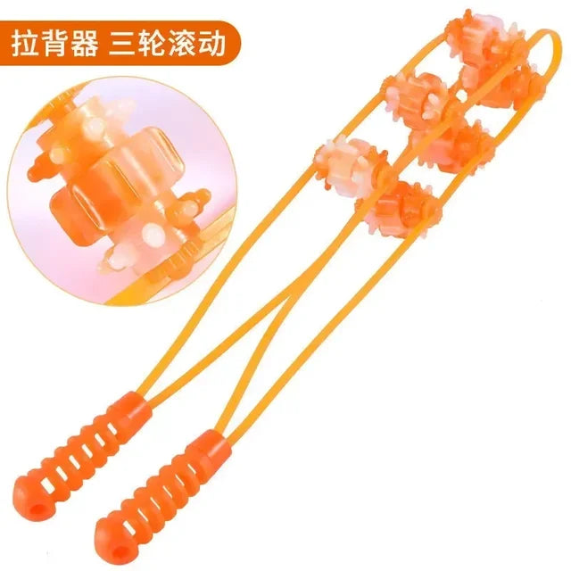 Hand-held Back Shoulder Neck Muscle Massager,Fitness Physiotherapy Massage Roller,Bead Pull-Back Roller Legs Back Waist Massage