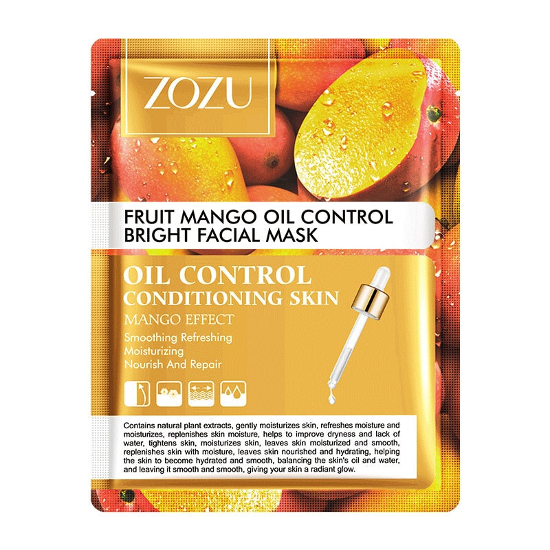 ZOZU Fruit Mask Mangosteen Mango Dragon Fruit Pineapple Sheet Mask Skin Care Korean Facial Mask Anti-Aging Oil-control