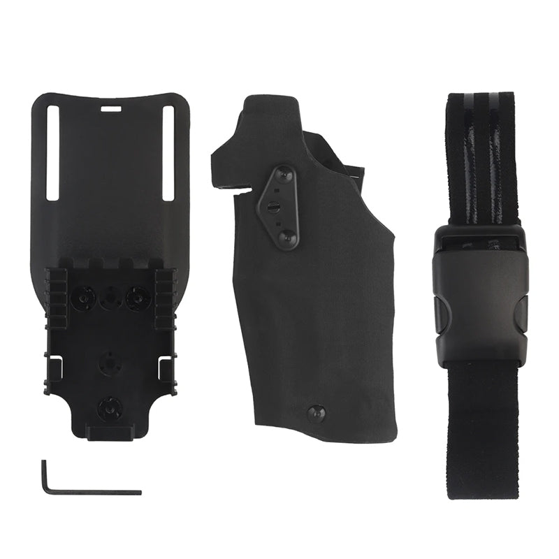 6354DO Left - handed Tactical Pistol Glock 17 Holster with X300U - A QLS Adapter, Leg Shroud, Drop, and MHA Leg Strap Kit