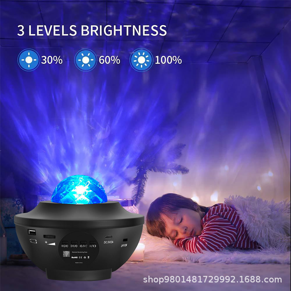 Popular Small Bowl Starry Sky Light Projection Light USB Bluetooth Music Rotating Water Ripple Starry Sky Laser Atmosphere Light