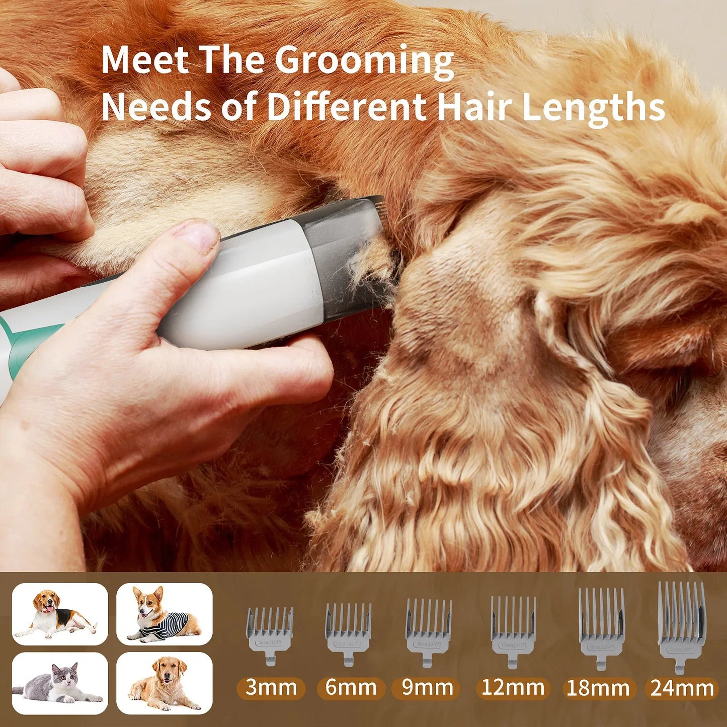 7 in 1 Pet Grooming Vacuum Kit Dog Grooming Clippers Pet Hair Remover with Power Large Suction & Low Noise Pet Hair Kits