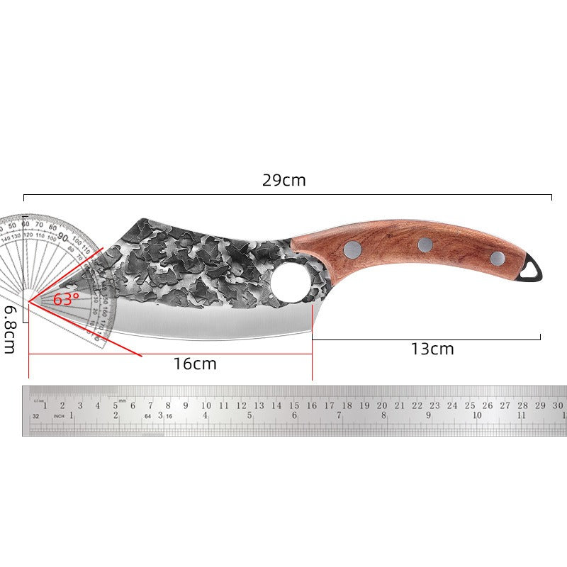 Forged ring kitchen knife butcher boning knife wooden handle high carbon steel household outdoor fish killing beef and sheep cutting butcher knife