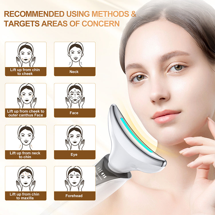 Hot Sell Skin Rejuvenation Tightening Anti-aging Face Neck Lifting Massager Led Photon Therapy Face And Neck Lifting Device