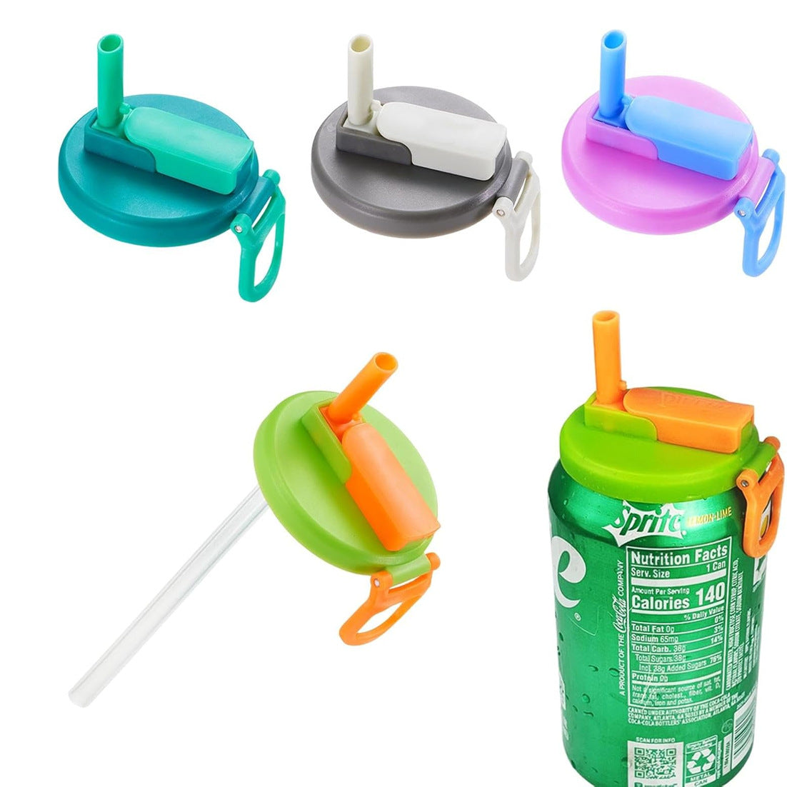 Straws Soda Can Covers Reusable straw soda can lid