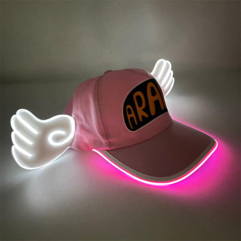 Alarei hat LED luminous duckbill hat adult baseball outdoor angel wing hat cute cool fluorescent