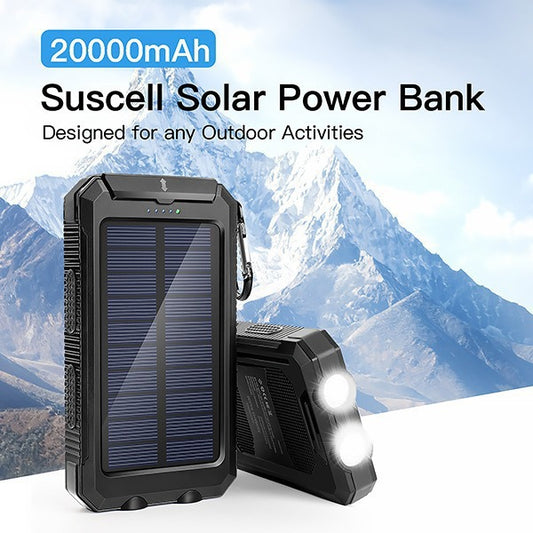 Strong waterproof solar power bank 20000mah compass solar mobile power bank