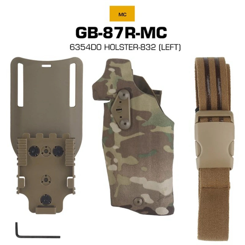 6354DO Left - handed Tactical Pistol Glock 17 Holster with X300U - A QLS Adapter, Leg Shroud, Drop, and MHA Leg Strap Kit