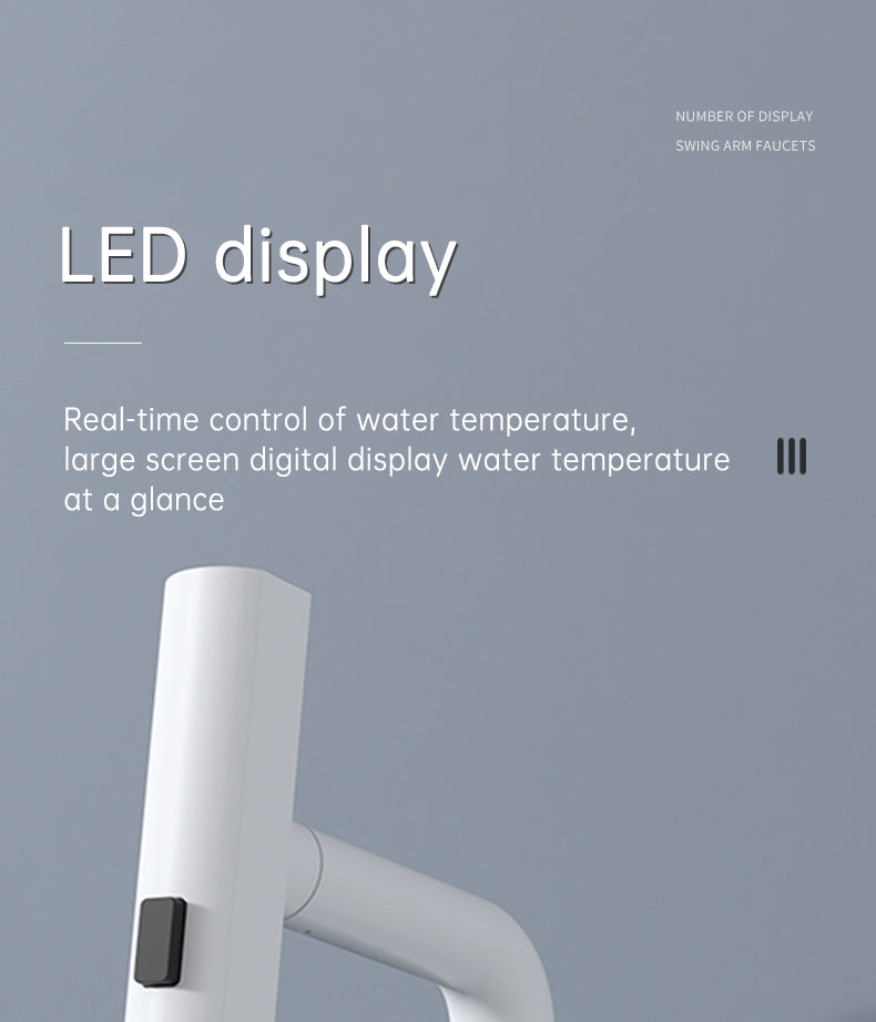 Intelligent Digital Display Faucet Pull-out Basin Faucet Temperature Digital Display Rotation