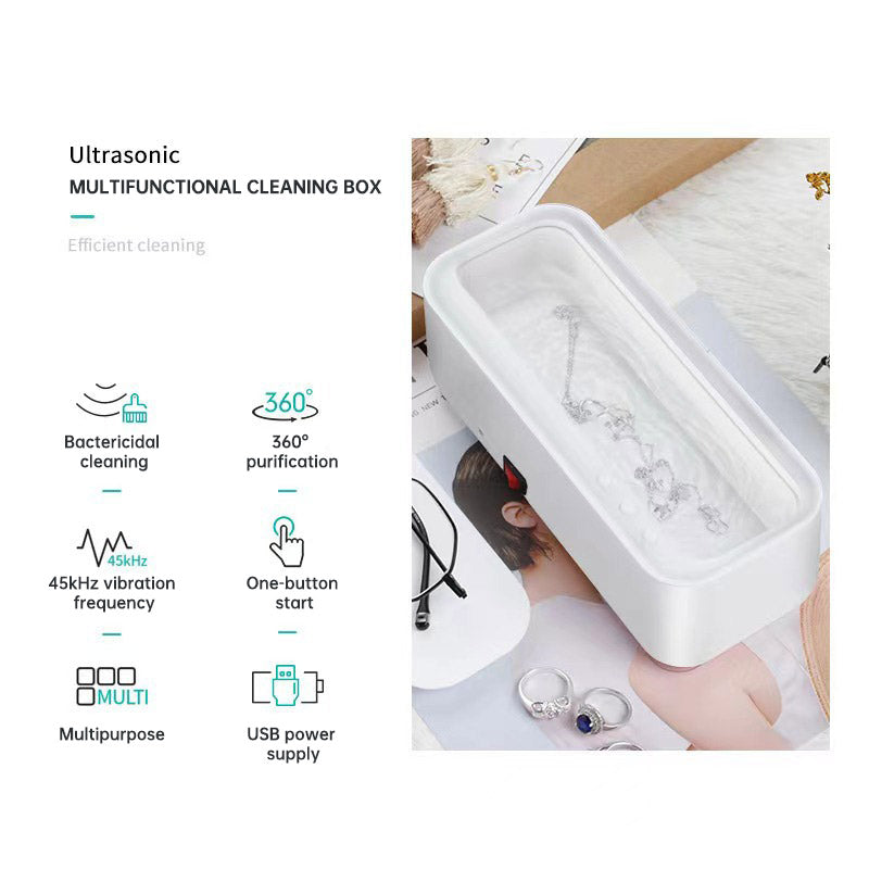 Intelligent Sonic Wave Cleaning Machine, Small Household Cleaner, Portable Electric Ultra Frequency Sonic Wave Cleaning Box