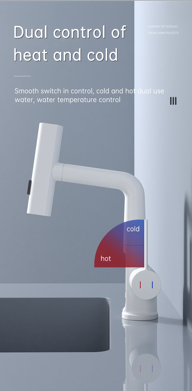 Intelligent Digital Display Faucet Pull-out Basin Faucet Temperature Digital Display Rotation