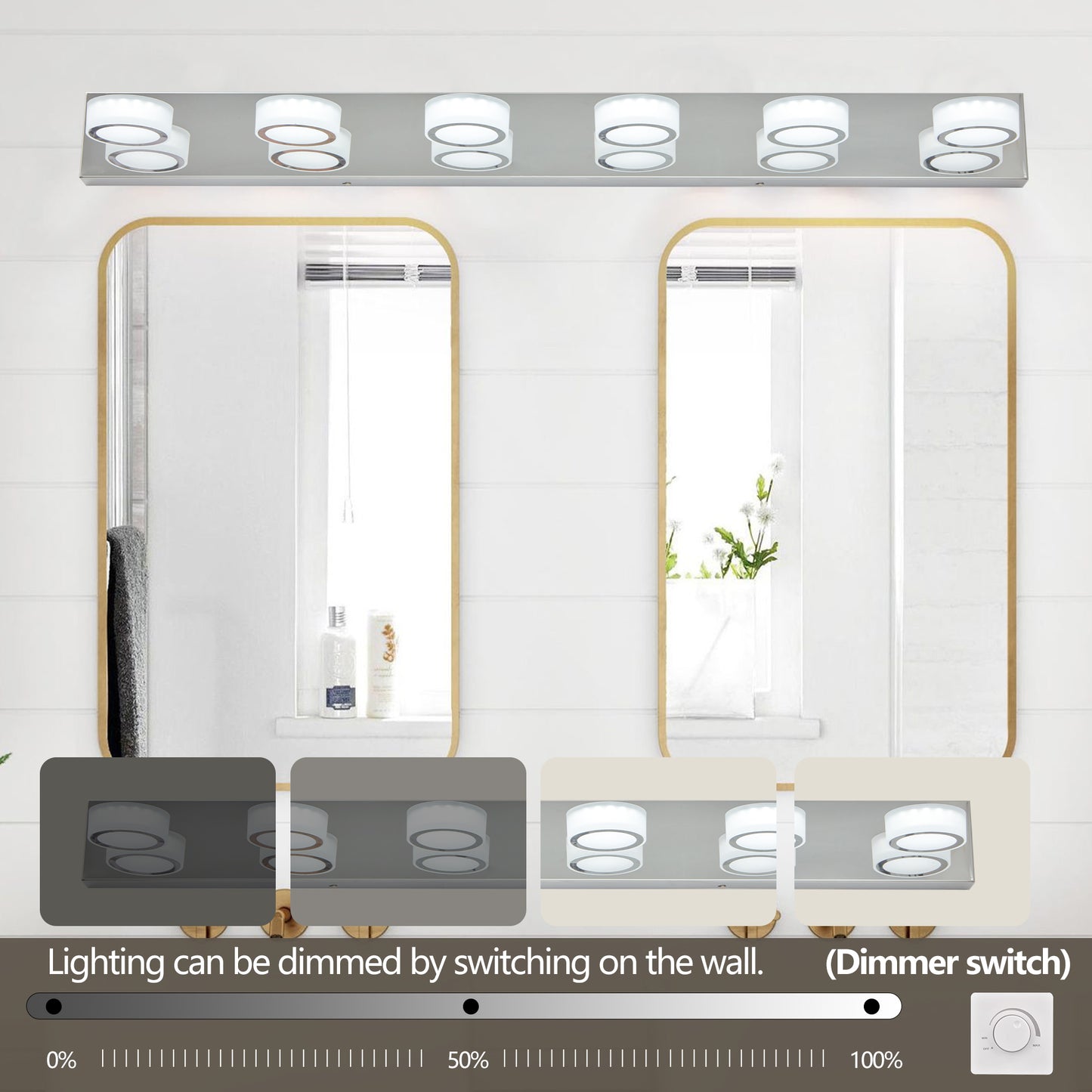 LED Modern Chrome 6-Light Vanity Lights Fixtures Over Mirror Bath Wall Lighting