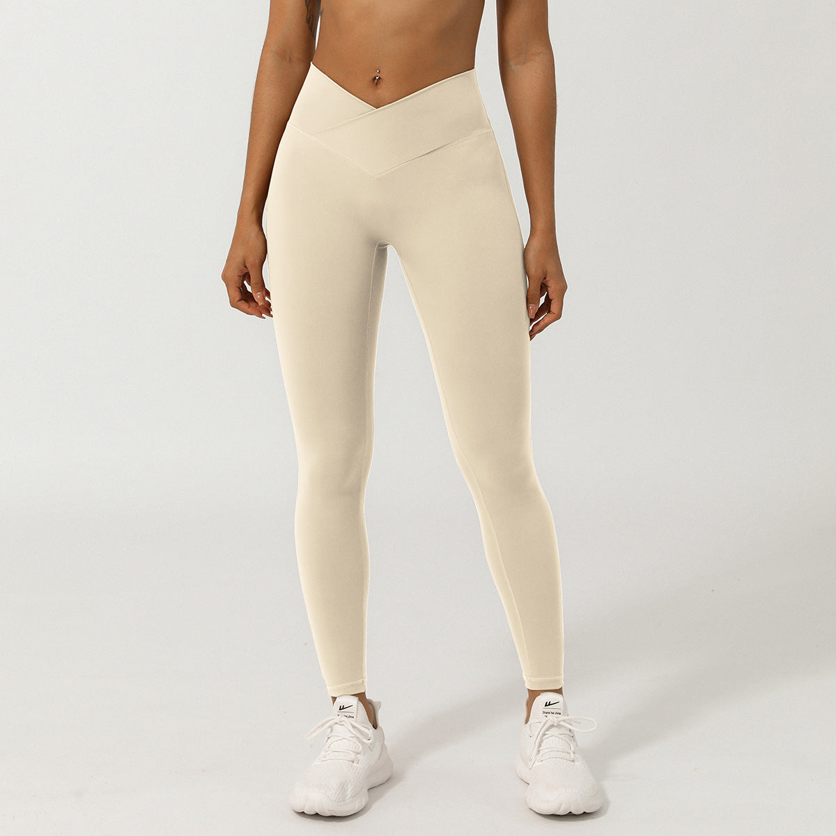 Cross V-shaped yoga cropped pants without T-line peach hip lifting fitness pants quick drying sports pants