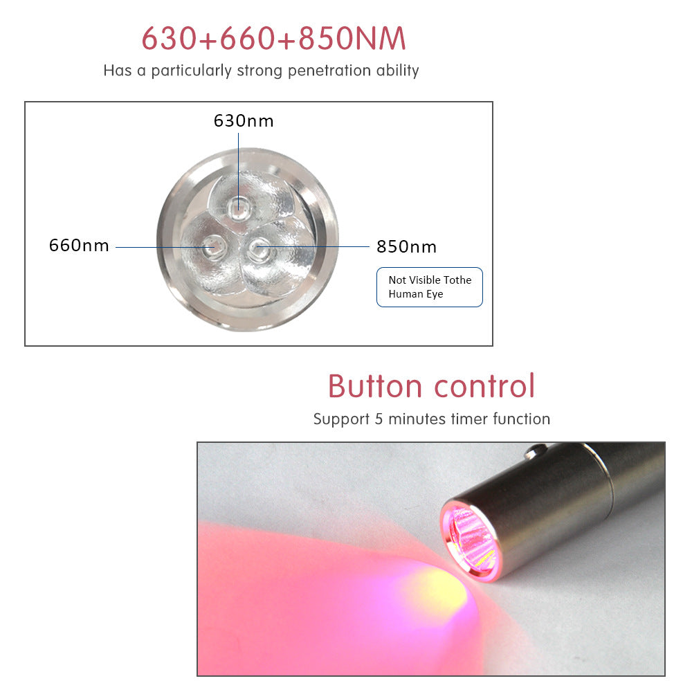 Led Therapy Flashlight Portable Beauty Lamp RL09A-Lite 630nm 660Nm 850Nm Skin Care Led Therapy Lamp Red Light Therapy Flashlight