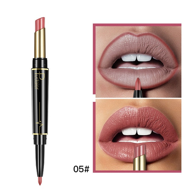 Matte Lipstick Wateproof Double Ended Long Lasting Lipsticks Brand Lip Makeup Cosmetics Nude Dark Red Lips Liner Pencil