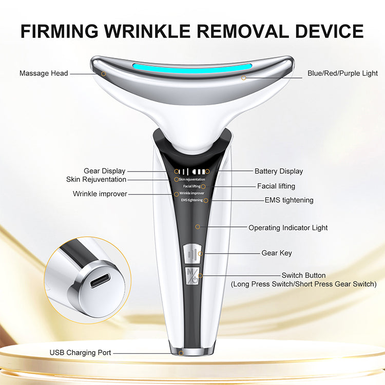 Hot Sell Skin Rejuvenation Tightening Anti-aging Face Neck Lifting Massager Led Photon Therapy Face And Neck Lifting Device