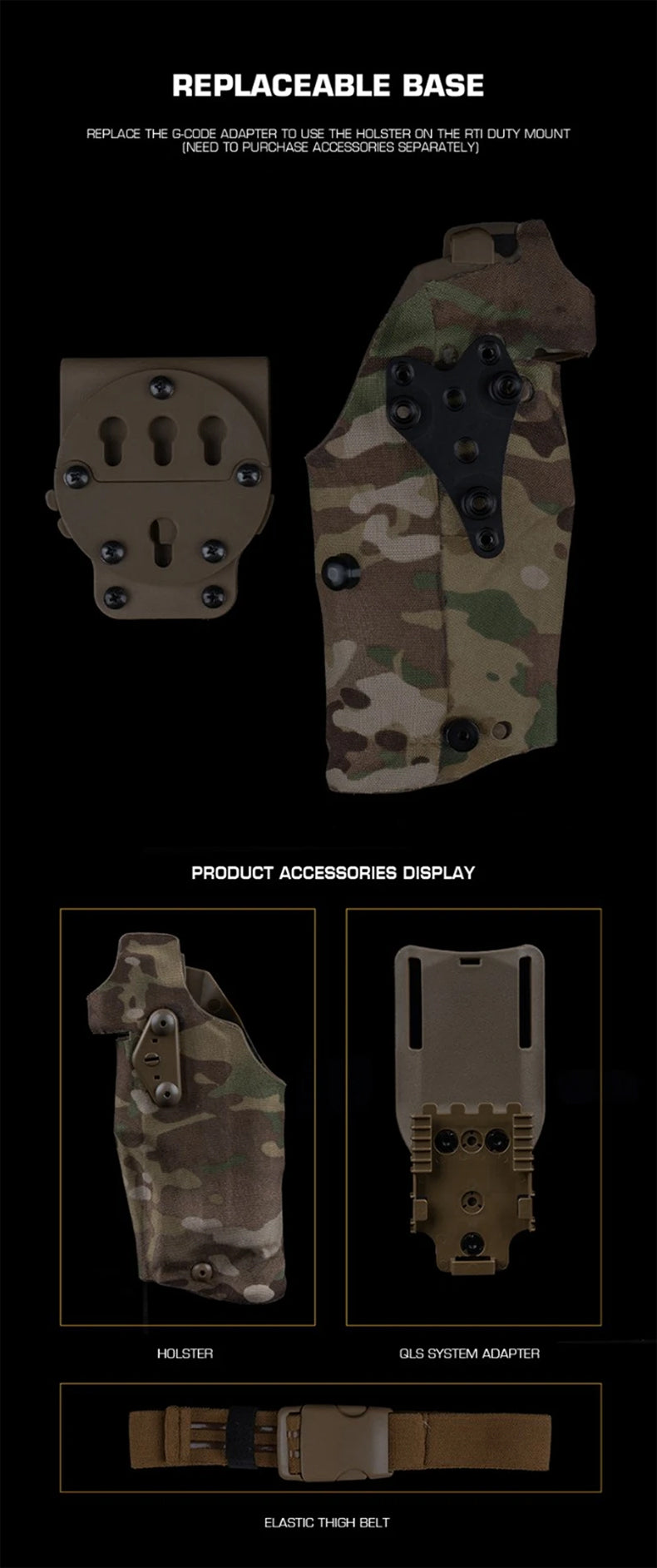 6354DO Left - handed Tactical Pistol Glock 17 Holster with X300U - A QLS Adapter, Leg Shroud, Drop, and MHA Leg Strap Kit